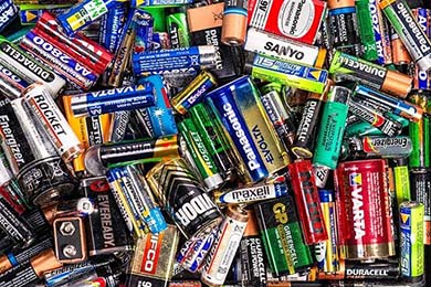 waste pile of batteries